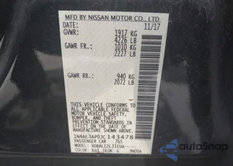2018 Nissan Altima 2.5 Sv from USA, damaged, VIN 1N4AL3AP0JC143478